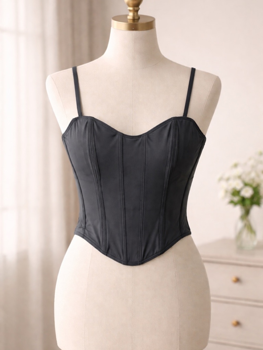 Gilly Hicks Black Satin Bustier Corset Top